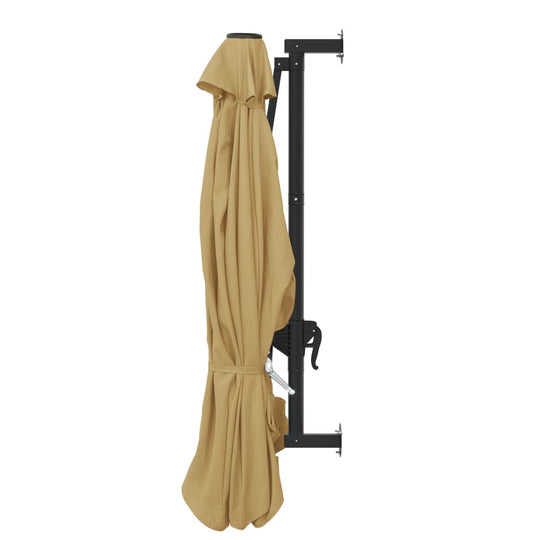 Wall-Mounted Parasol with Metal Pole 300 cm Taupe