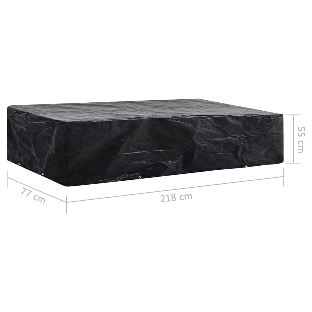 Garden sunlounger cover 218x77x55 cm, outdoor furniture protection, waterproof polyethylene, 8 eyelets, UV-resistant design.