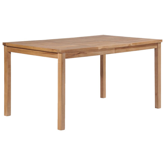 Solid teak wood garden table 150x90x77 cm, perfect for outdoor dining and patio use.