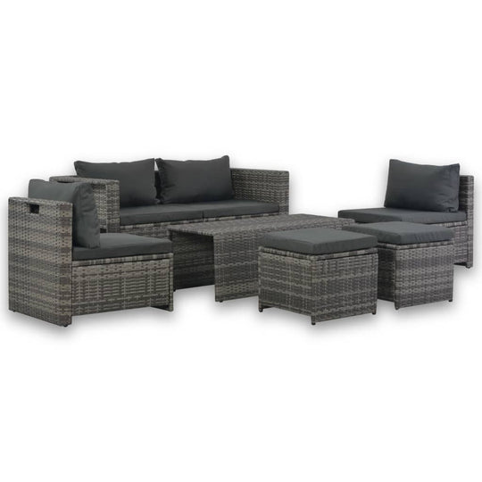 6 Piece Garden Lounge Set with Cushions Poly Rattan , Furniture -> Outdoor Furniture -> Outdoor Furniture Sets , Durable,eligant,Furniture -,Home & Garden -,Modern Design,new-305021,Outdoor Furniture -,Outdoor Furniture Sets