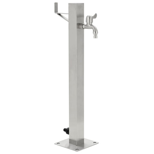 Stainless steel garden water column with faucet, 65 cm freestanding outdoor furniture for watering and washing hands.