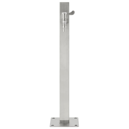 Freestanding stainless steel garden water column with faucet, 65 cm tall, ideal for outdoor use and easy assembly.