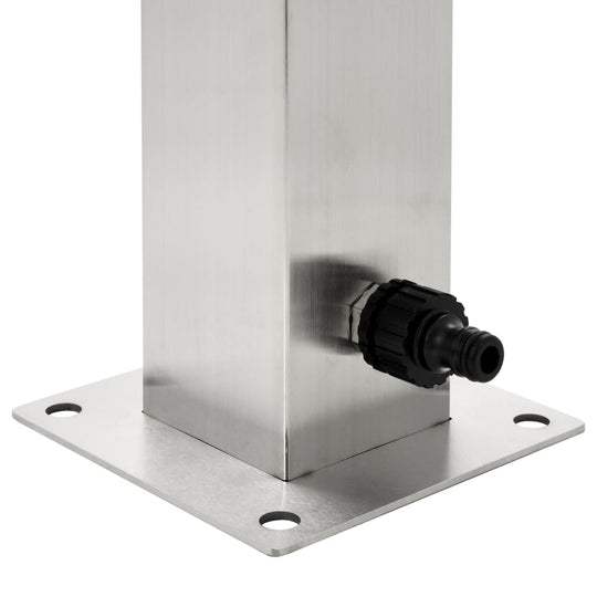 Stainless steel garden water column base with connector for easy hose attachment, perfect for outdoor use.