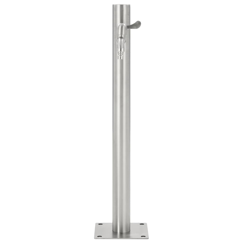 Stainless steel garden water column with faucet, 65 cm freestanding design for outdoor use, perfect for watering and washing hands.