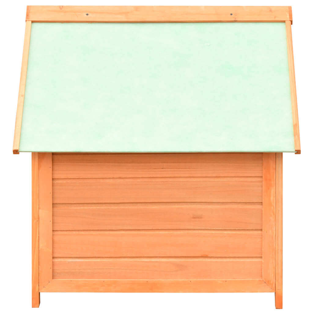 Dog House Solid Pine & Fir Wood 72x85x82 cm with green weather-resistant roof and sturdy wooden frame.