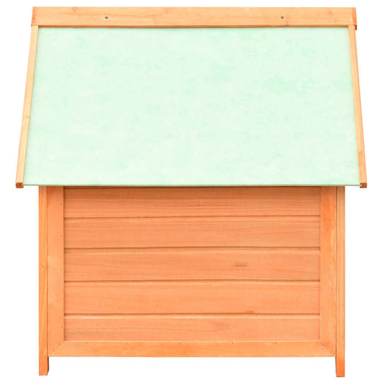 Dog House Solid Pine & Fir Wood 72x85x82 cm with green weather-resistant roof and sturdy wooden frame.