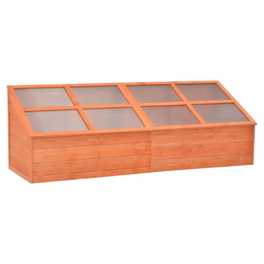 Wooden greenhouse with PC board lid, ideal for plants and outdoor decor, measuring 180x57x62 cm, enhances garden aesthetics.