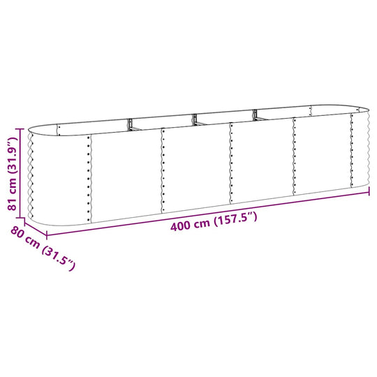 Garden Raised Bed 400x80x81 cm Galvanised Steel