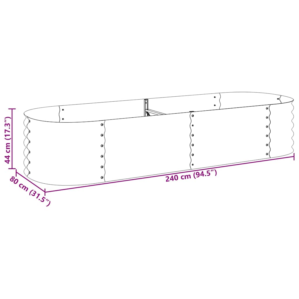 Garden Raised Bed 240x80x44 cm Galvanised Steel