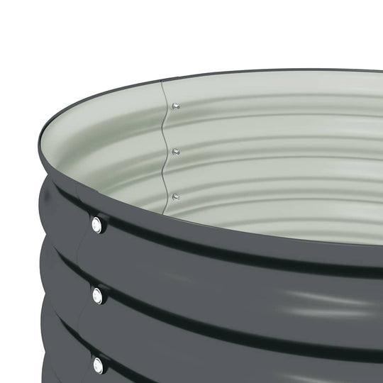 Garden Raised Bed 80x80x44 cm Galvanised Steel planter, cylindrical design, perfect for outdoor spaces like gardens and balconies.