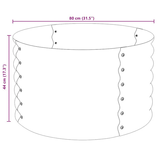 Diagram showing dimensions of Garden Raised Bed 80x80x44 cm Galvanised Steel for outdoor use