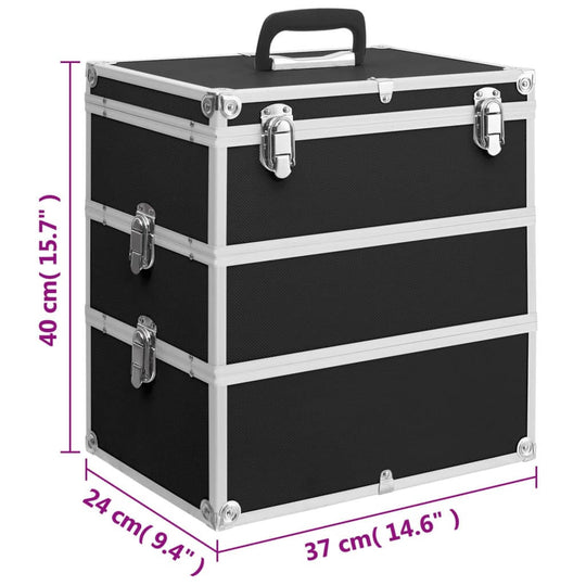 Make-up Case 37x24x40 cm Black Aluminium