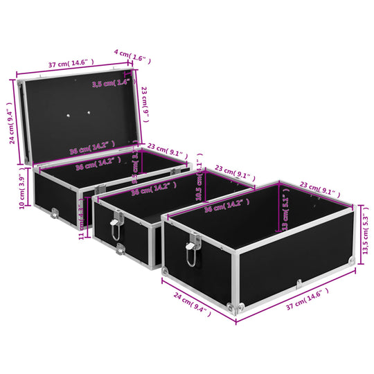 Make-up Case 37x24x40 cm Black Aluminium