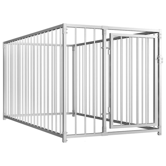Outdoor Dog Kennel 100x200x100 cm, heavy-duty metal dog house with secure entrance for safety and comfort.