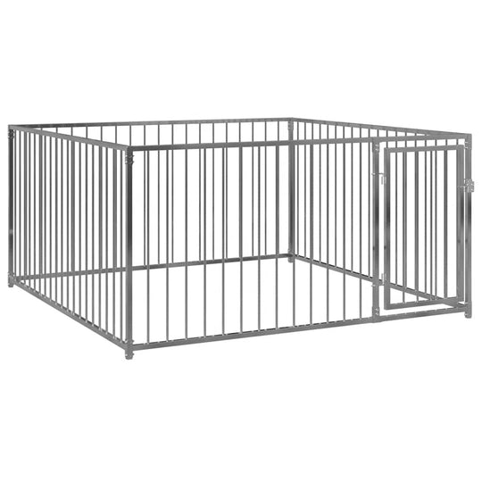 Outdoor Dog Kennel 200x200x100 cm with secure steel bar walls for safety and comfort, ideal for dog play and training.
