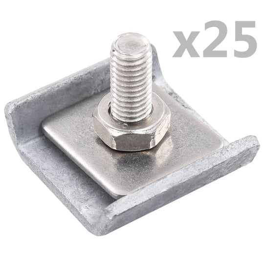 Grid mat connector with screw and nut, 25 sets, rust-resistant steel for durable outdoor furniture assembly.