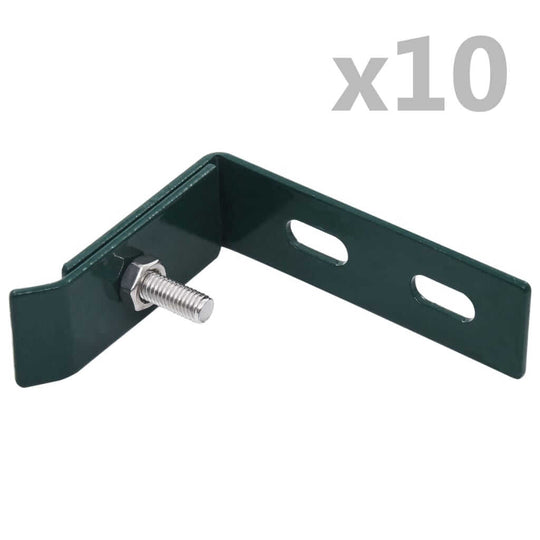 Green wall corner connector set of 10 for secure outdoor furniture assembly, featuring galvanized and stainless steel components.