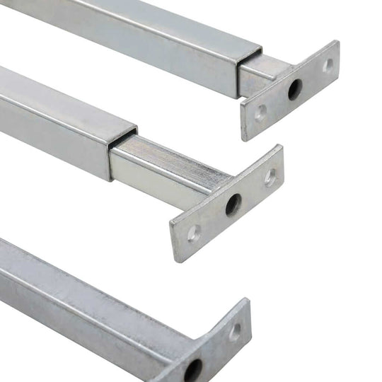 Adjustable security window bars made of galvanized steel for property protection, easy to assemble, includes 3 pieces.