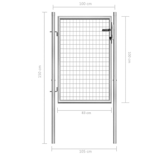 Garden Gate Galvanised Steel 105x150 cm Silver