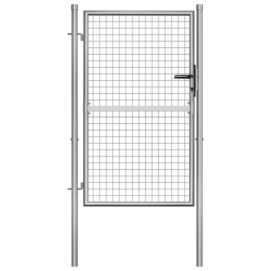 Galvanised steel garden gate 105x175 cm in silver, featuring a classic design and durable construction for outdoor security.