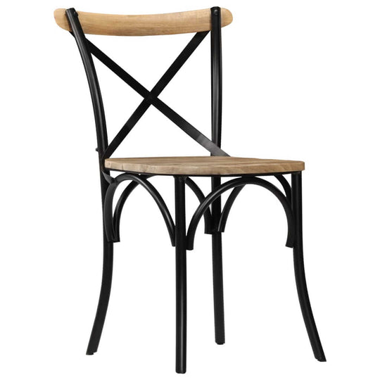 Cross Chairs 2 pcs Black Solid Mango Wood