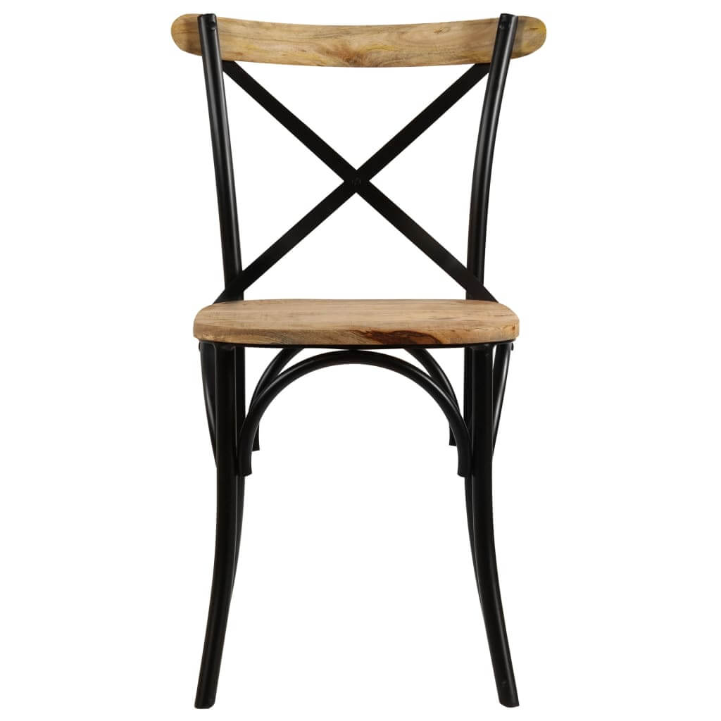 Cross Chairs 2 pcs Black Solid Mango Wood