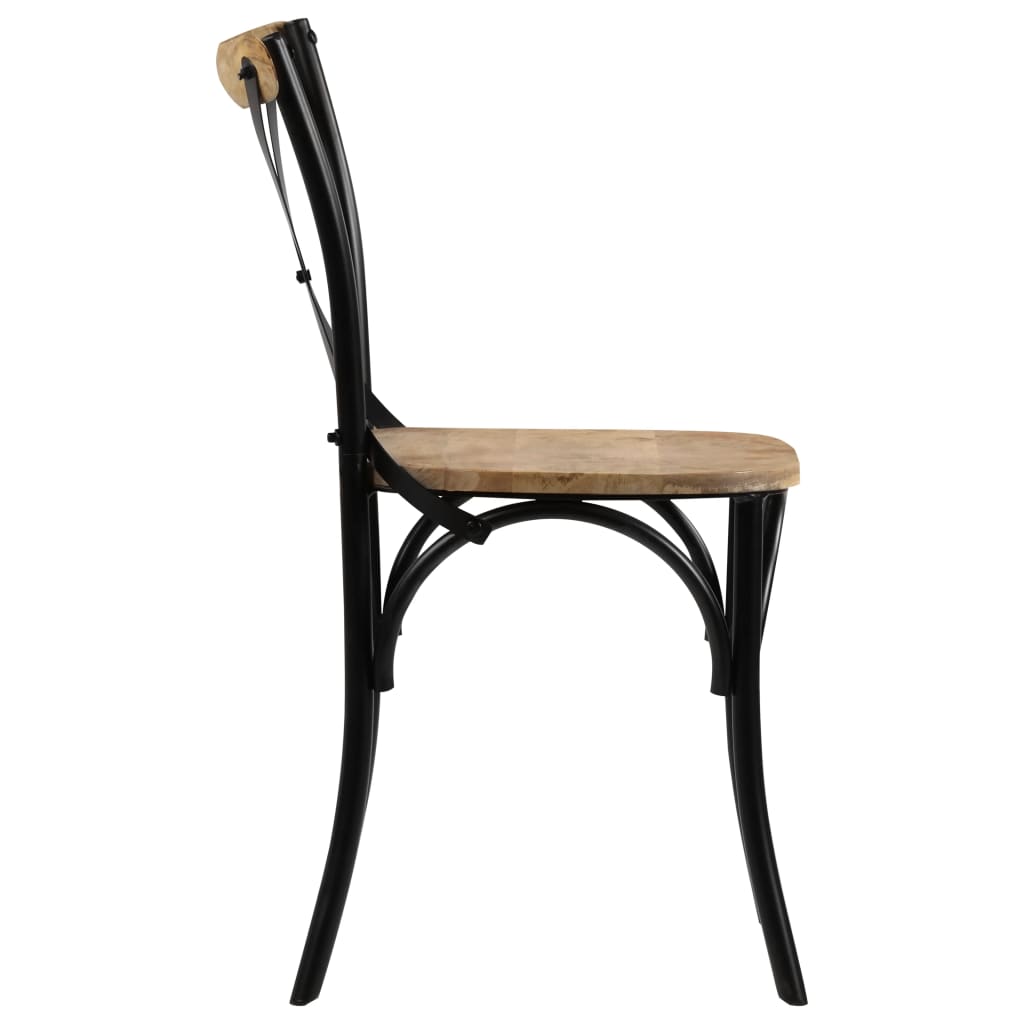 Cross Chairs 2 pcs Black Solid Mango Wood