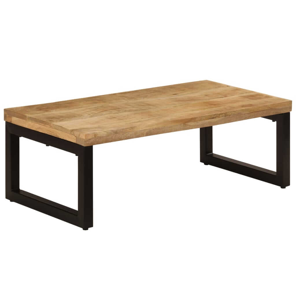 Coffee table made of solid mango wood and steel, stylish and durable, ideal for any living space or office.