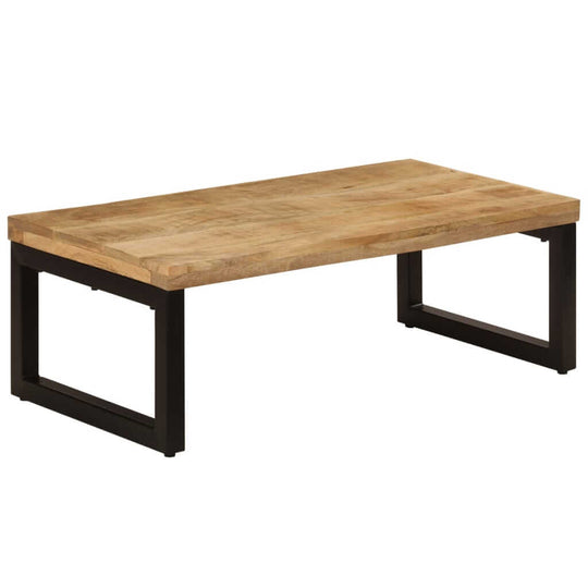 Coffee table made of solid mango wood and steel, stylish and durable, ideal for any living space or office.