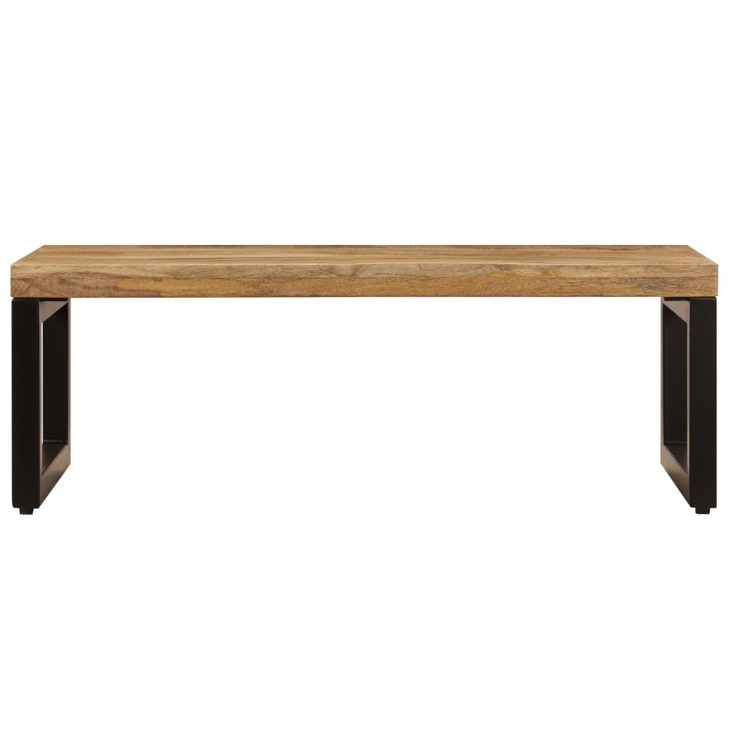 Coffee table made of solid mango wood and steel, functional for dining or office use, stylish design for outdoor and lounge settings.