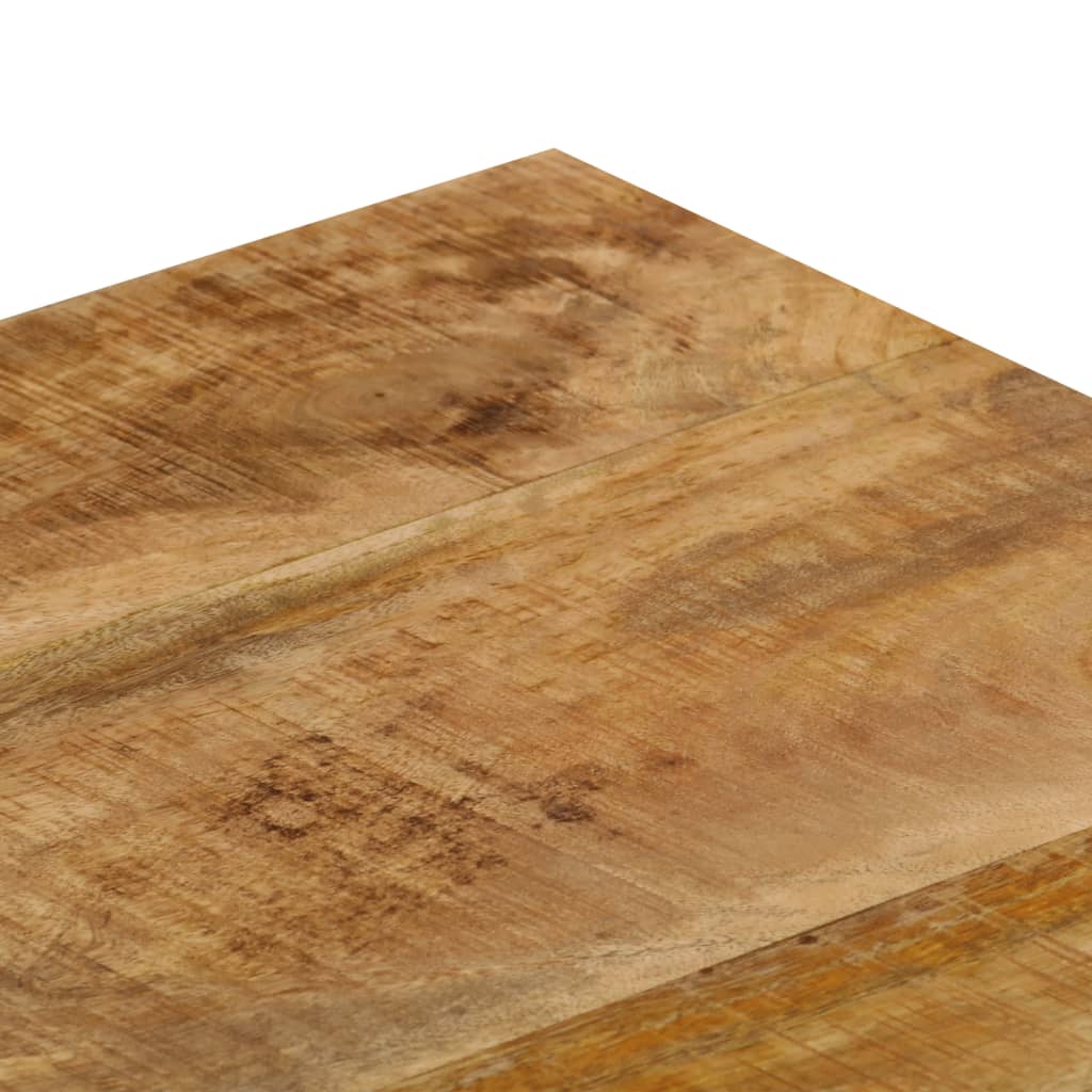 Close-up of solid mango wood surface showcasing natural grain and texture for stylish furniture design.