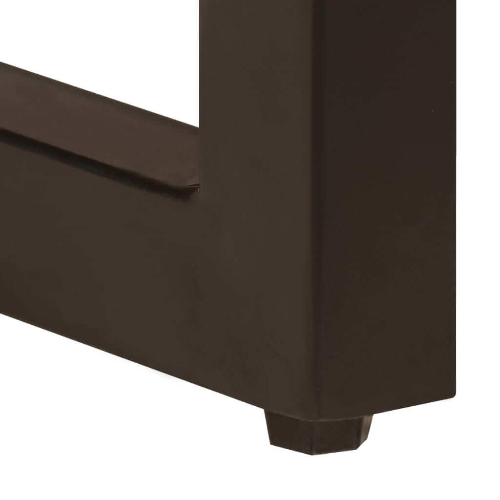 Close-up of the sturdy steel frame leg of a stylish coffee table, showcasing durability and modern design.