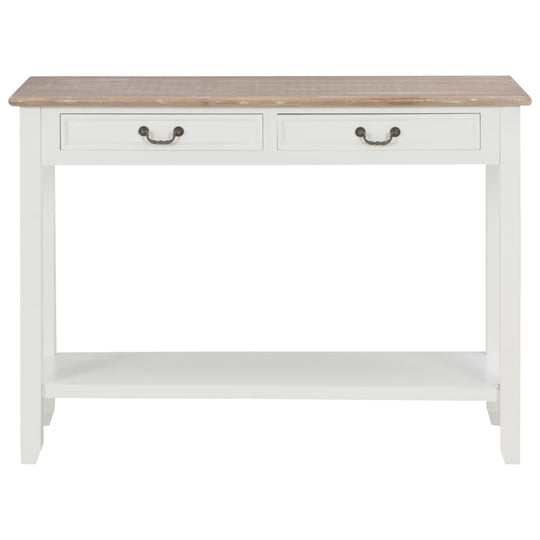 Console Table  110x35x80 cm Wood with two drawers and elegant white finish.
