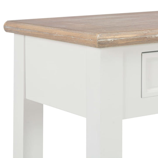 Console Table 110x35x80 cm Wood close-up showing the MDF top and solid pine wood construction.