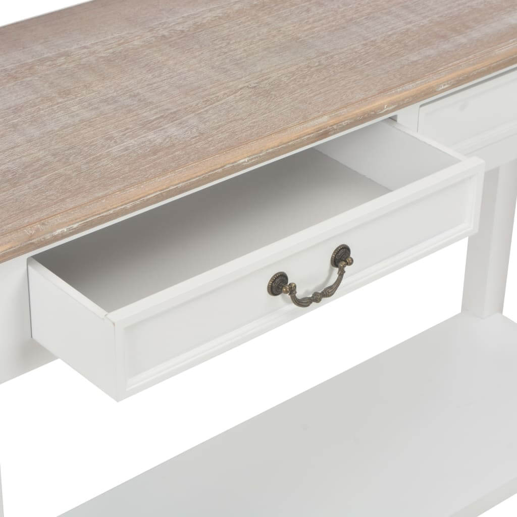 Console Table 110x35x80 cm Wood showing open drawer and wooden surface, perfect for home decor.