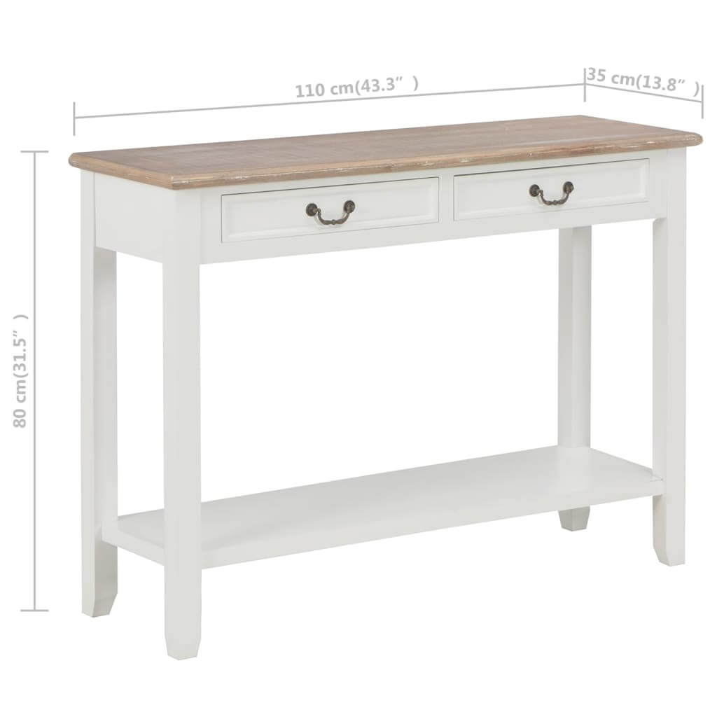 Console Table  110x35x80 cm Wood showcasing elegant design with two drawers and sturdy legs.