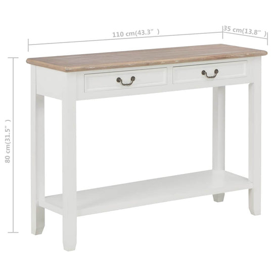 Console Table  110x35x80 cm Wood showcasing elegant design with two drawers and sturdy legs.