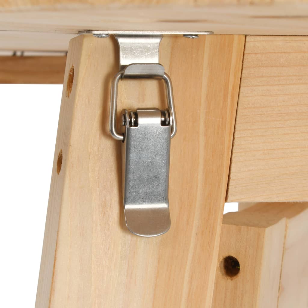 Metal latch on Foldable Bar Table 78 cm – Fir Wood, Space-Saving & Stylish, showcasing stability and foldable design.
