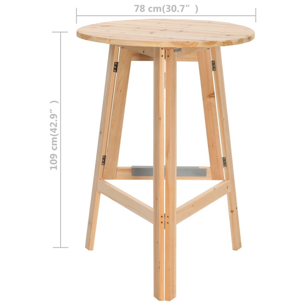 Foldable Bar Table 78 cm – Fir Wood, Space-Saving & Stylish, showcasing rustic charm for indoor and outdoor use.