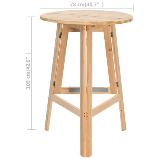 Foldable Bar Table 78 cm – Fir Wood, Space-Saving & Stylish, showcasing rustic charm for indoor and outdoor use.