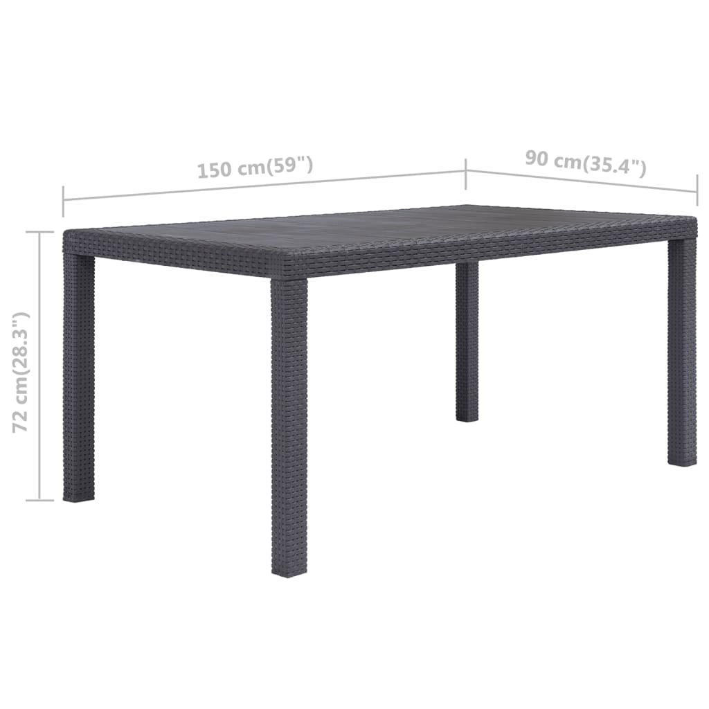 Garden Table  150x90x72 cm Plastic Rattan Look