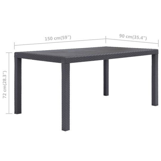 Garden Table  150x90x72 cm Plastic Rattan Look