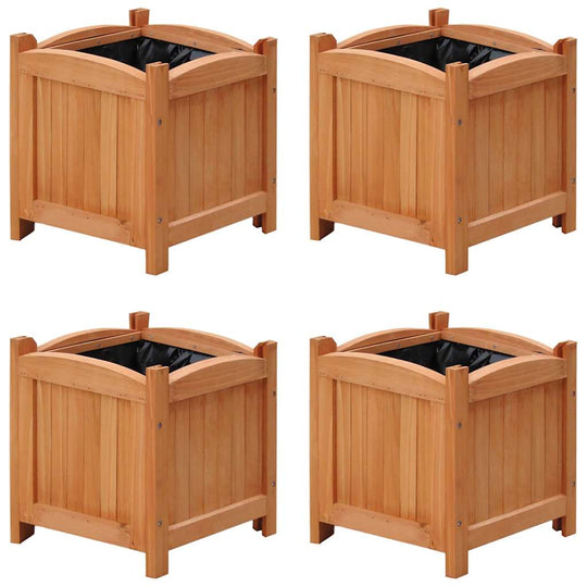 Raised Beds 4 pcs 30x30x30 cm (2x41301) - Set of four wooden planters with PE lining for durability and moisture retention.