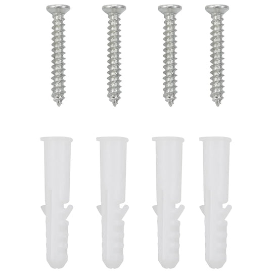 Set of screws and wall plugs for secure installation of kitchen backsplash or home decor fixtures.