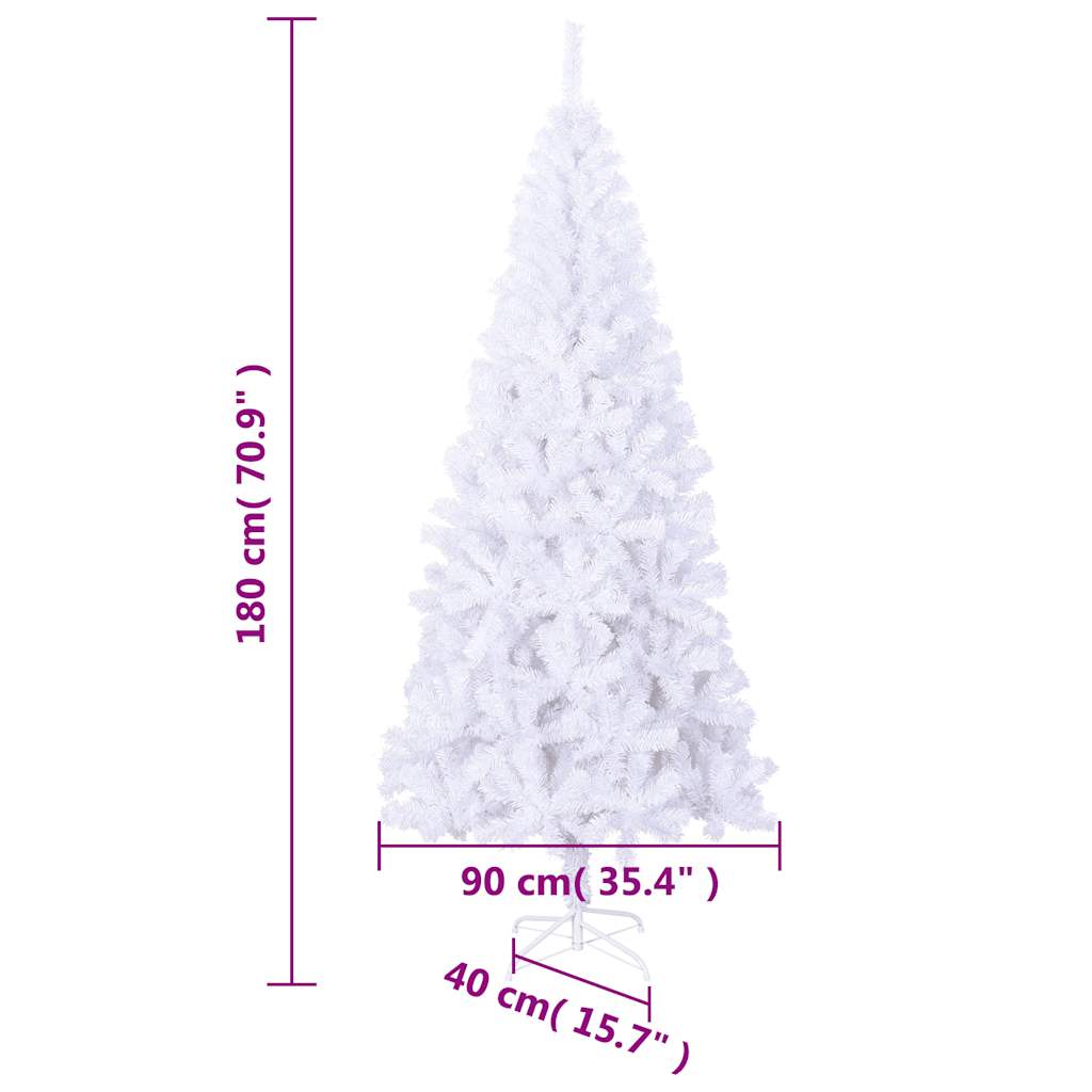Artificial Christmas Tree with Stand 180 cm 620 Branches displayed with dimensions for festive decoration.
