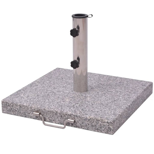 Durable 45 cm parasol stand with polished granite base and stainless steel pipe, suitable for outdoor use.