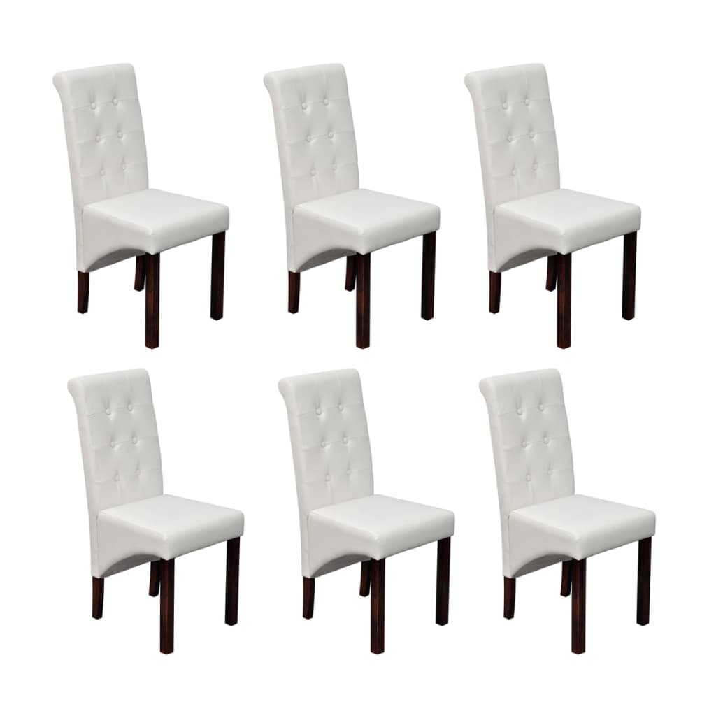 Dining Chairs 6 pcs Faux Leather , Furniture -> Chairs -> Kitchen & Dining Room Chairs , brown,Chairs -,dining room,Furniture -,Kitchen & Dining -,Kitchen & Dining Room Chairs,Leather,new-305021,set of 4,white,Wooden Furniture