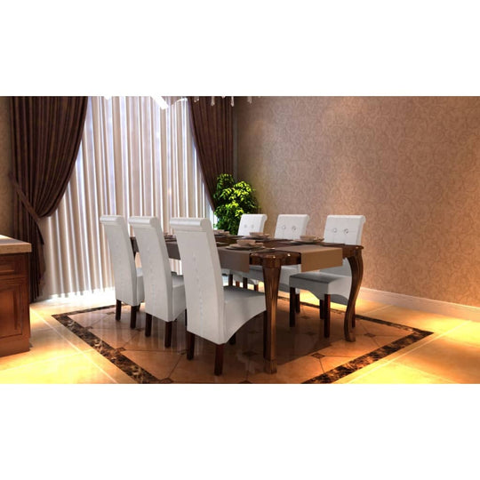 Dining Chairs 6 pcs Faux Leather , Furniture -> Chairs -> Kitchen & Dining Room Chairs , brown,Chairs -,dining room,Furniture -,Kitchen & Dining -,Kitchen & Dining Room Chairs,Leather,new-305021,set of 4,white,Wooden Furniture