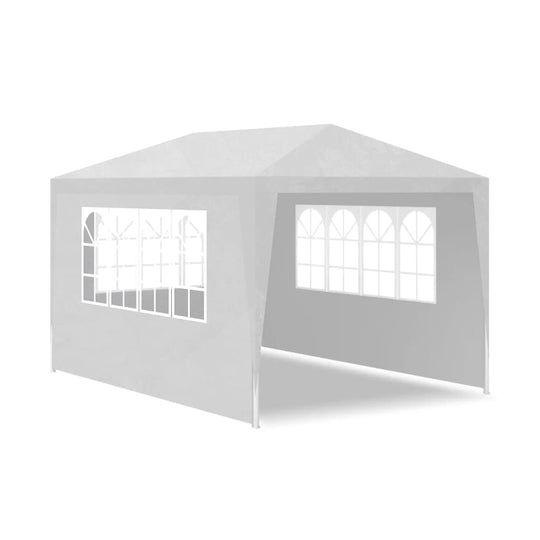 White party tent 3x4 m with windows, ideal for outdoor events and gatherings, featuring durable UV- and water-resistant material.