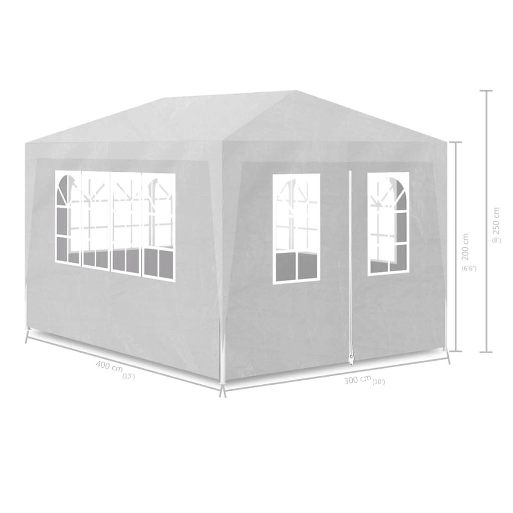 Party tent 3x4 m white with windows, perfect for outdoor gatherings and events, made of UV-resistant material.